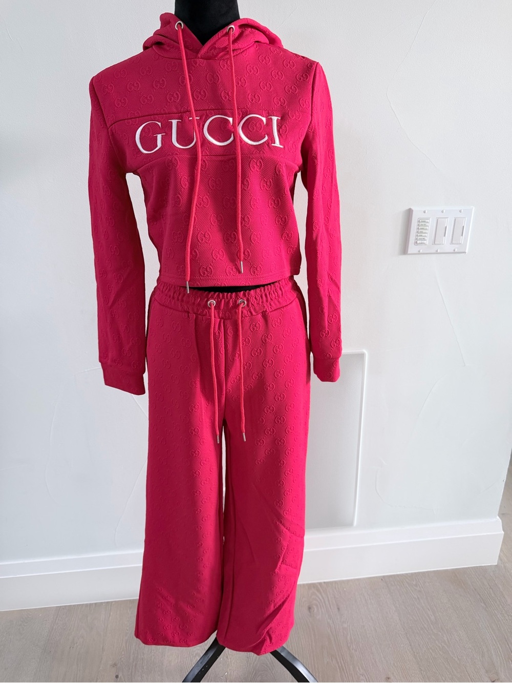 Women’s Red Logo Hoodie & Wide-Leg Sweatpants Set size S
